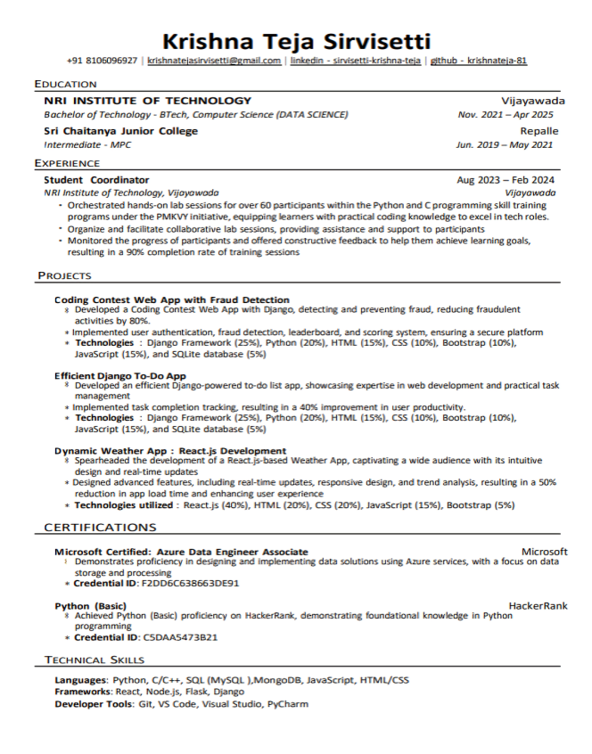 Resume Certificates